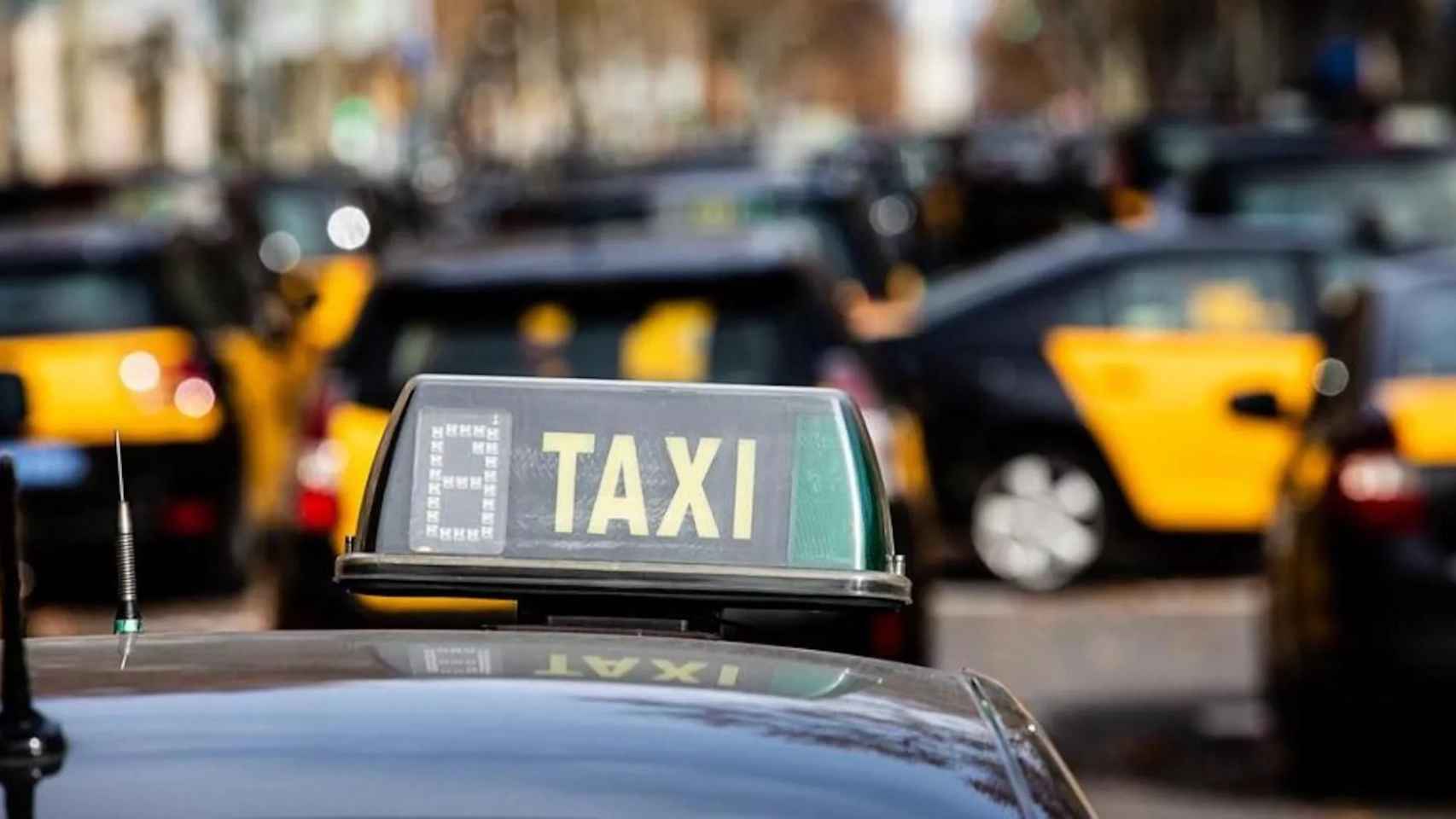 Taxis en Barcelona durante una movilización