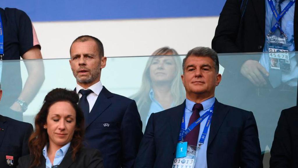 Aleksander Ceferin y Joan Laporta, juntos en una final de Champions femenina