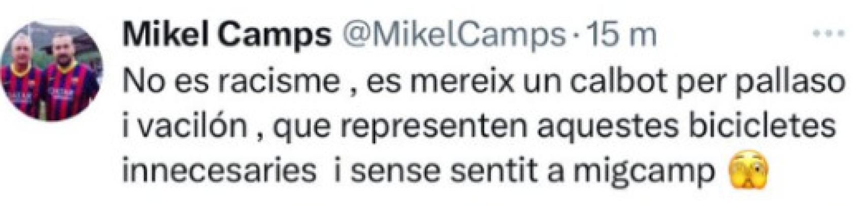 El tuit de Miquel Camps contra Vinicius