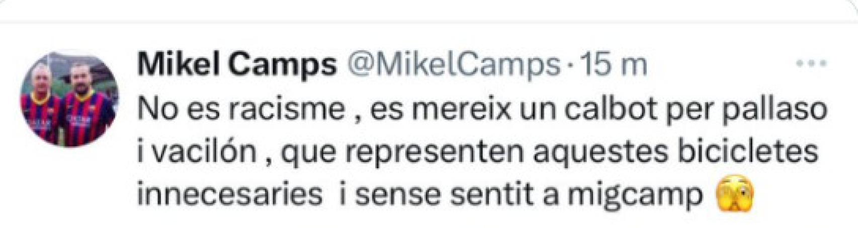 El tuit de Miquel Camps contra Vinicius