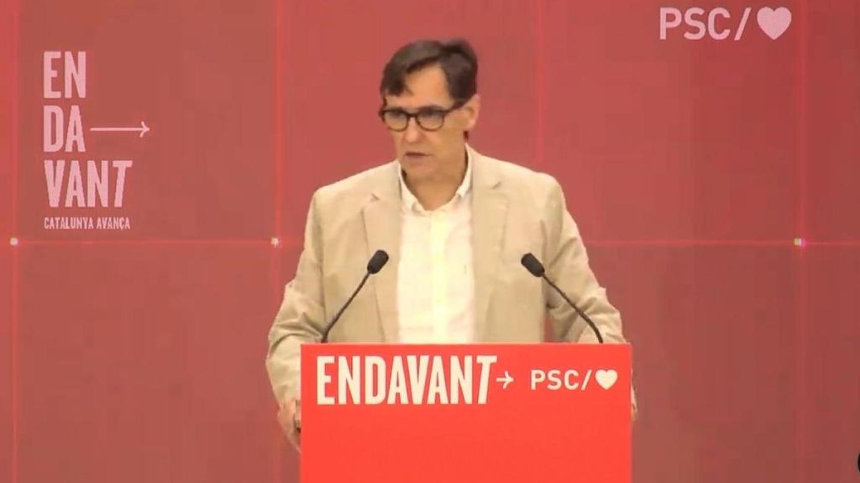 El líder del PSC, Salvador Illa, en su intervención en el Consell Nacional