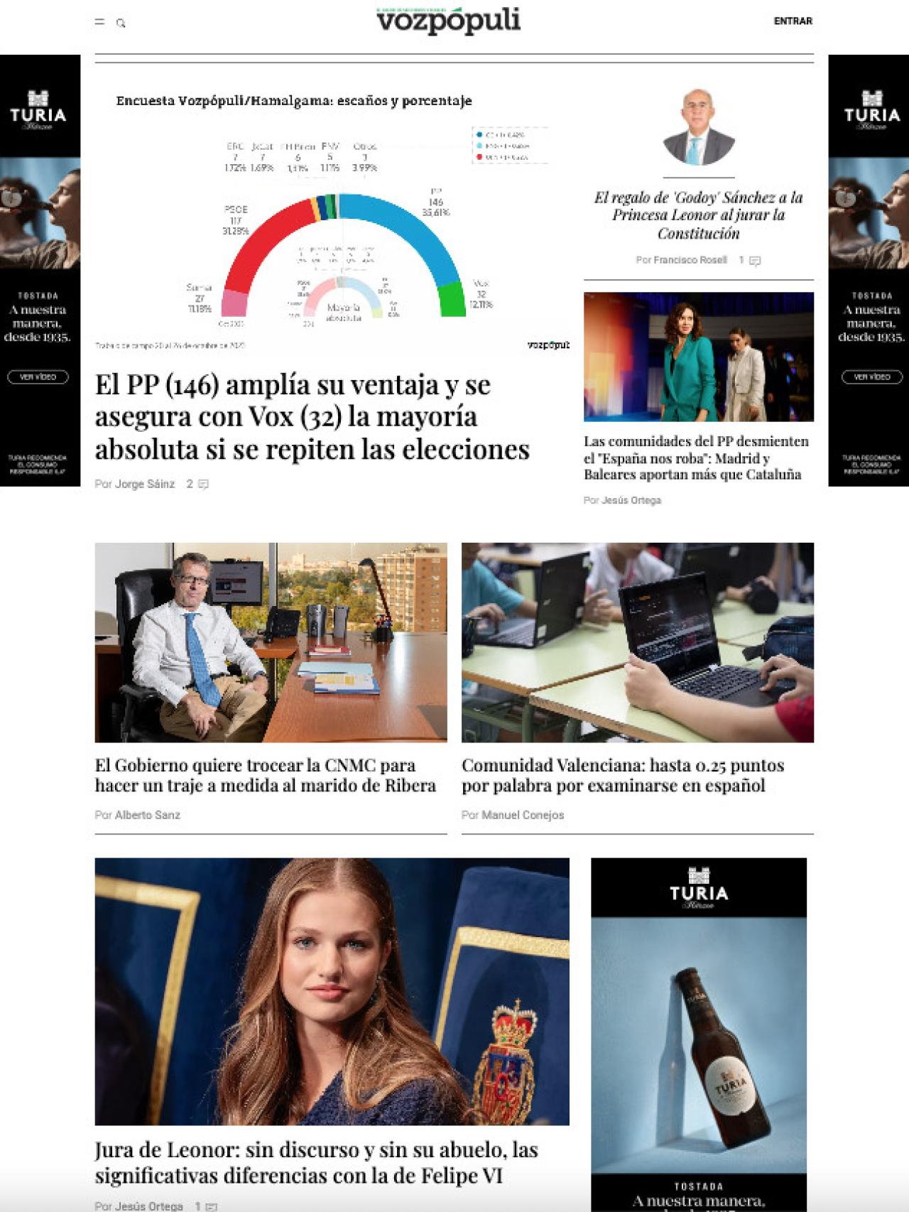 Portada de 'Vozpopuli' de 30 de octubre de 2023