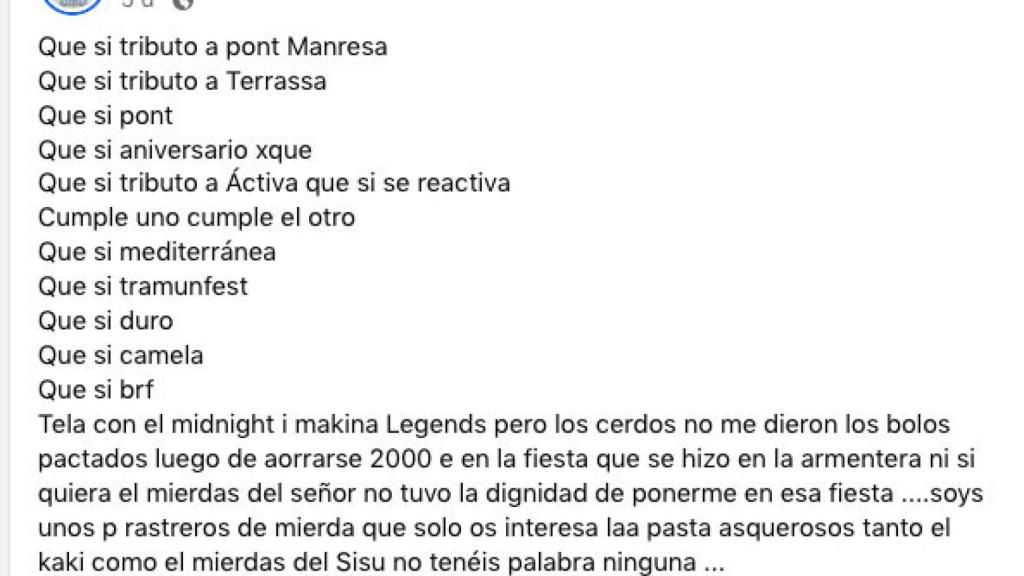 El mensaje de Cristian González, 'Dj Nano', en su muro de Facebook