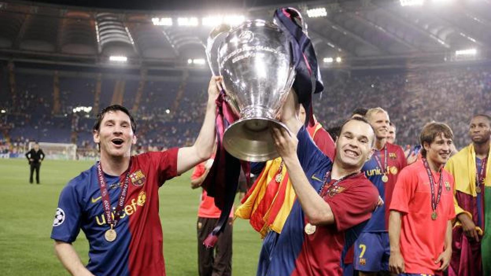 Messi e Iniesta, con la Champions en 2009