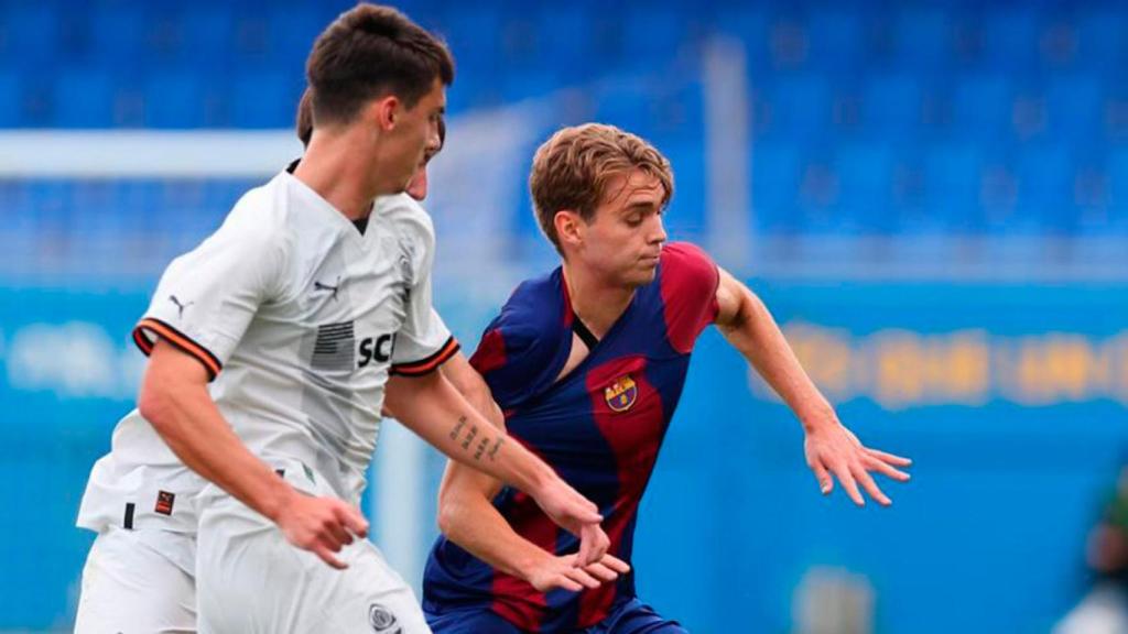 Cristóbal Muñoz, durante un partido con el Juvenil A del Barça