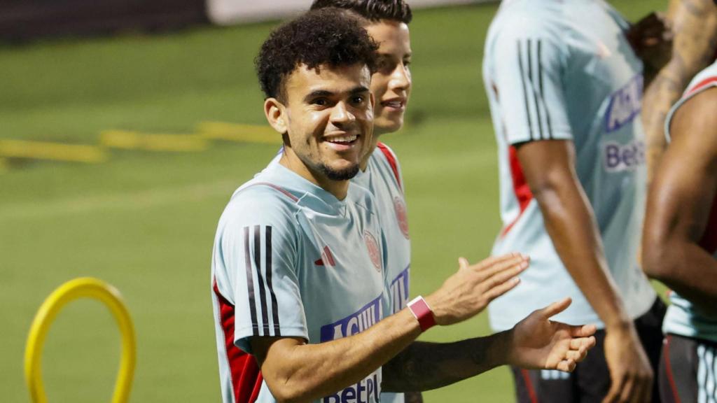 Luis Díaz, durante un entrenamiento con el Liverpool