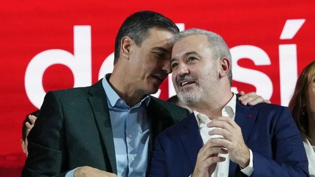 Pedro Sánchez y Jaume Collboni, en un acto electoral socialista