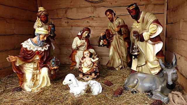 Un pesebre tradicional en una imagen de archivo