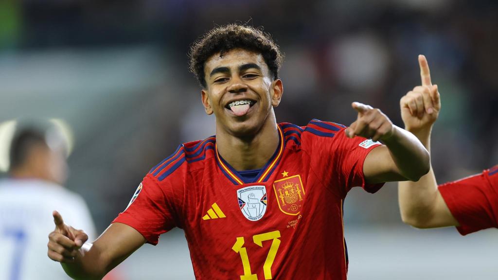 Lamine Yamal, celebrando un gol marcado con España
