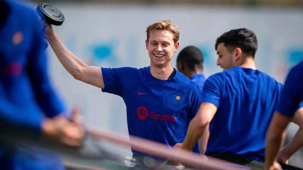Frenkie de Jong, durante un entrenamiento con el FC Barcelona