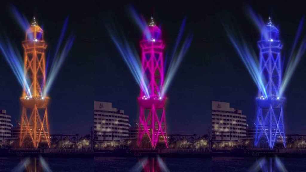 Simulación del espectáculo de luz y música en la torre de Jaume I