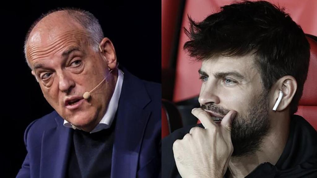 Javier Tebas y Gerard Piqué, en una imagen de archivo