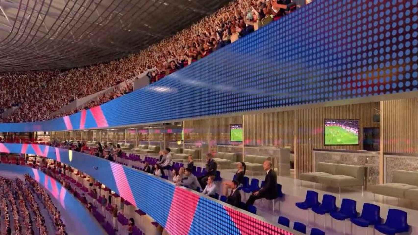 'Render' de los futuros palcos VIP del nuevo Camp Nou