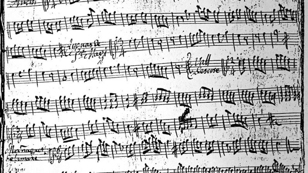 Partitura de 'El noi de la mare' en un cuaderno de variaciones de órgano de 1820 del archivo de la Seo de Lleida