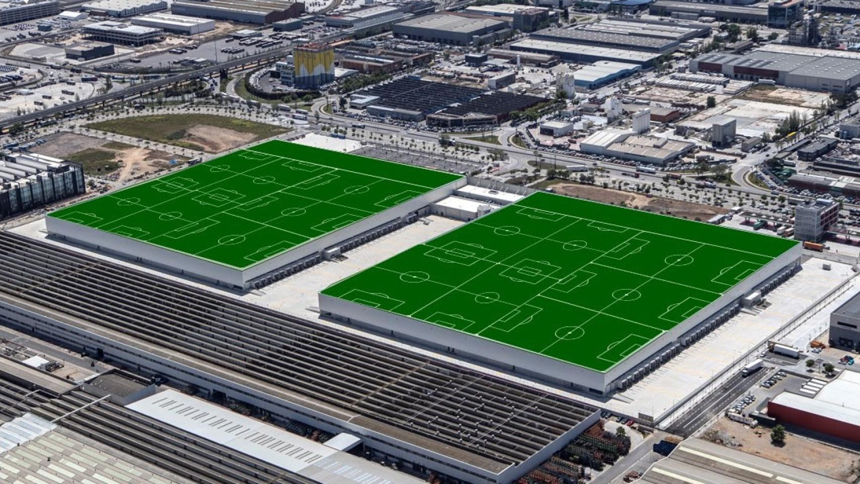 Aspecto de la futura cubierta fotovoltaica de la ZAL del Port