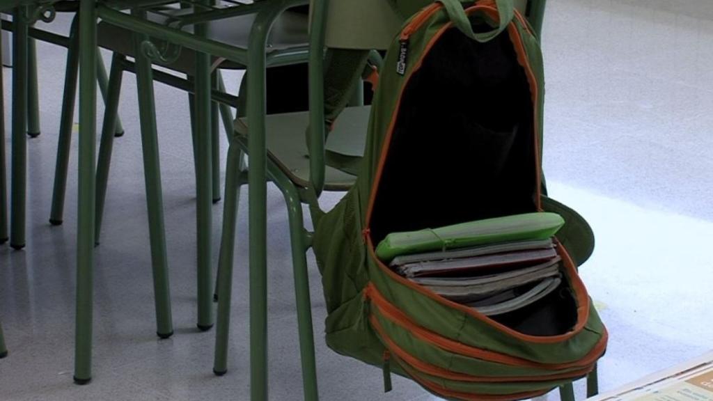 Libros de texto, en una mochila de colegio