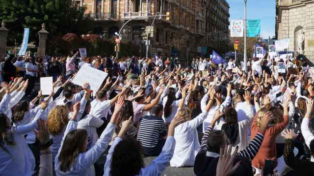 Manifestación de técnicos y sanitarios en Barcelona