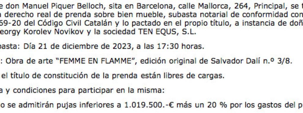 Anuncio del Diari Oficial de la Generalitat de Cataluña