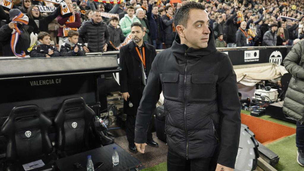 Xavi Hernández, antes del partido contra el Valencia