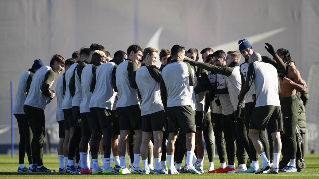 La plantilla del Barça, en el entrenamiento de este martes