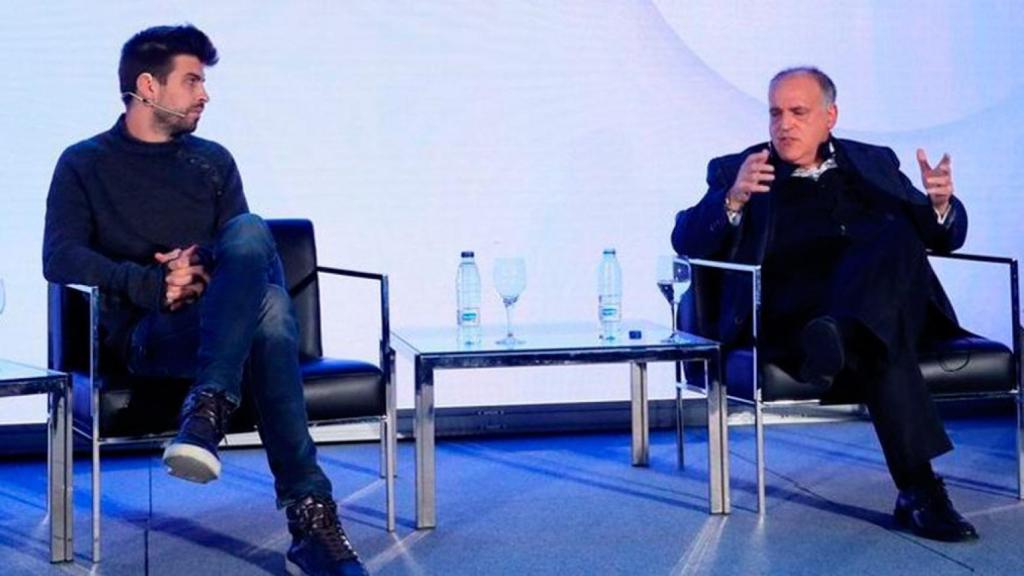 Gerard Piqué y Javier Tebas, en una imagen de archivo