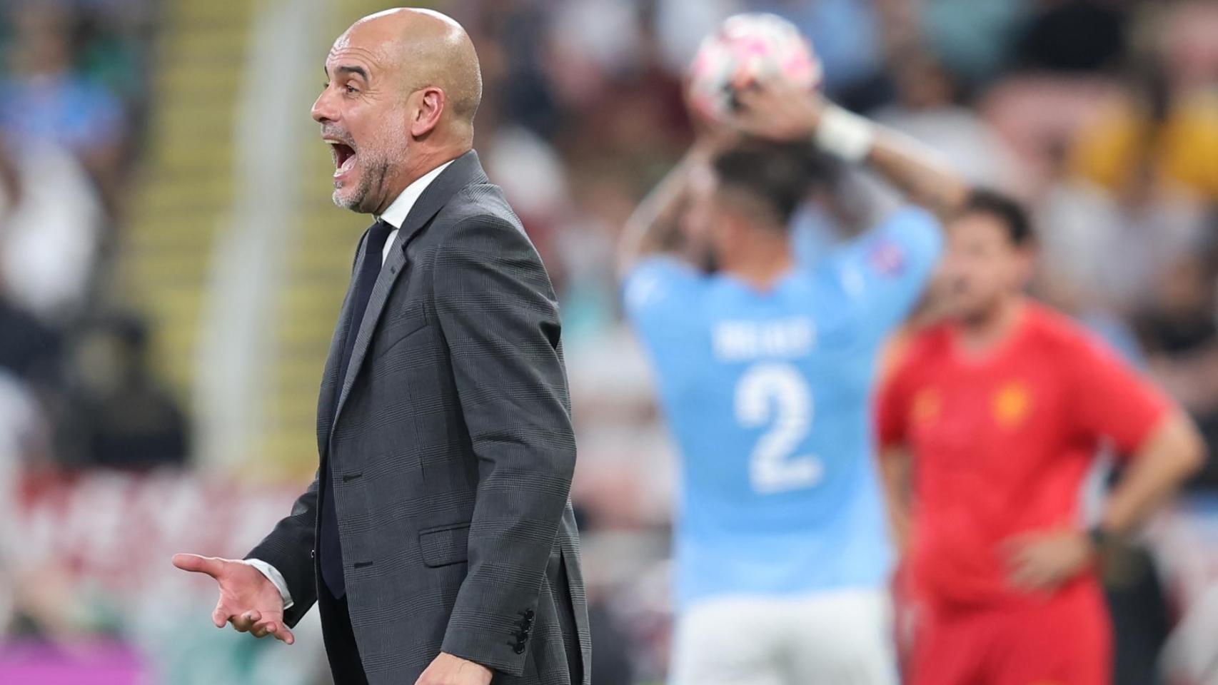 Pep Guardiola, durante un partido del Manchester City esta temporada