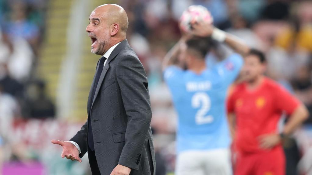 Pep Guardiola, durante un partido del Manchester City esta temporada