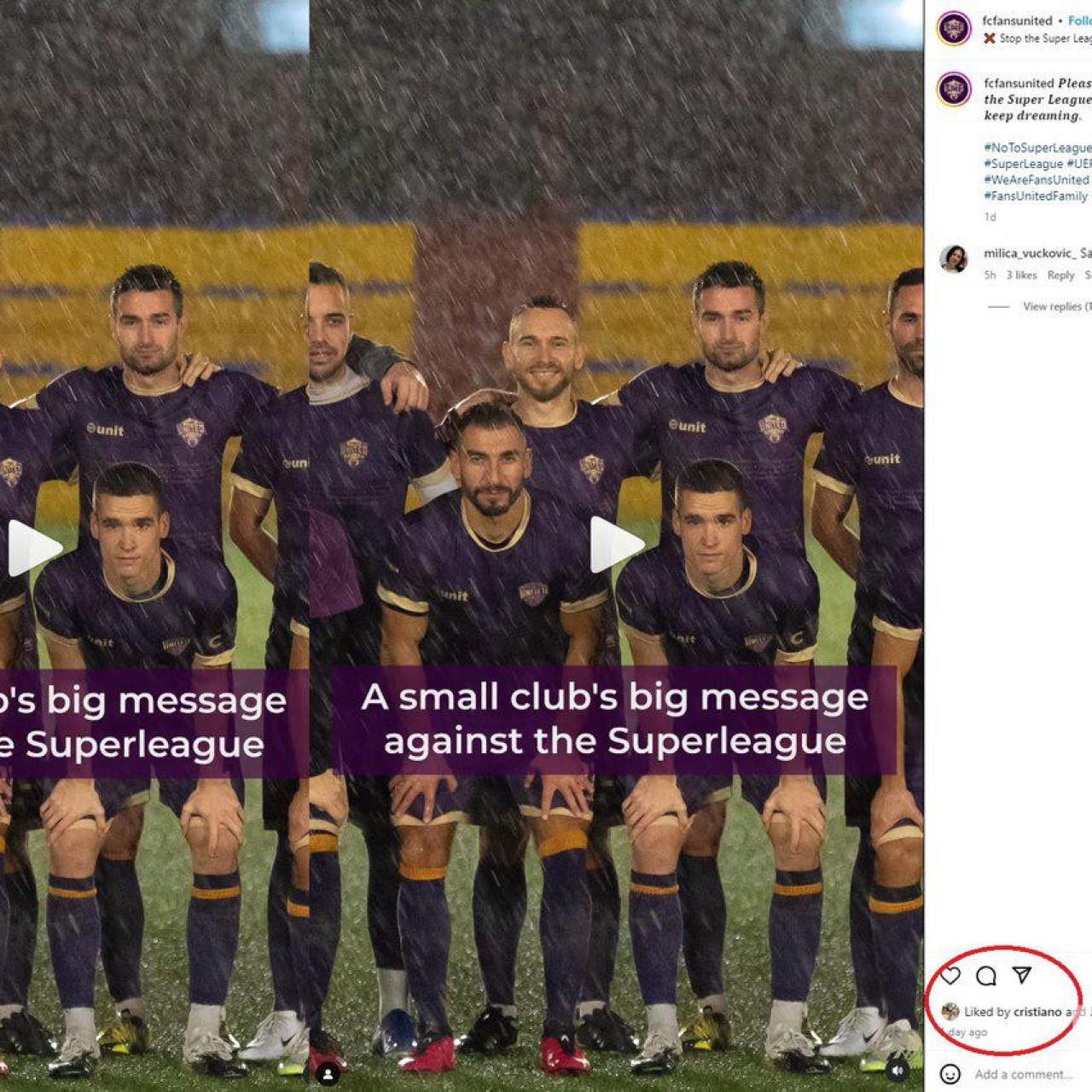 El 'like' de Cristiano Ronaldo a una publicación en contra de la Superliga