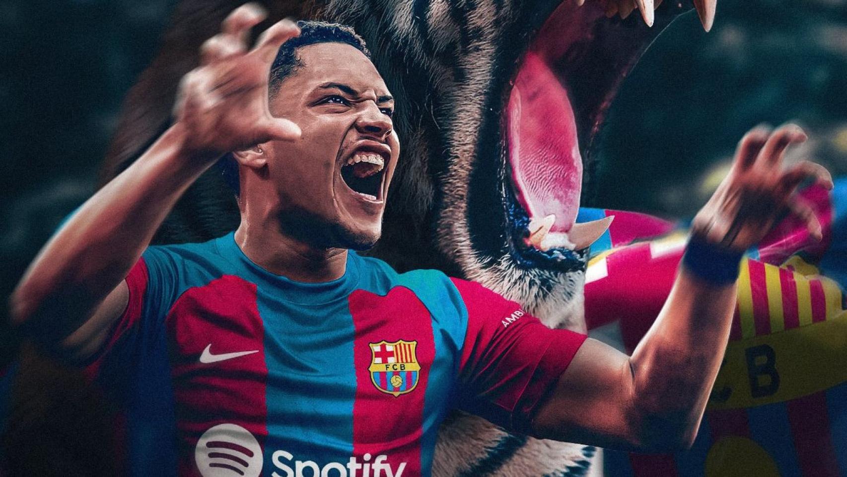 Vitor Roque ya posa con la camiseta del FC Barcelona