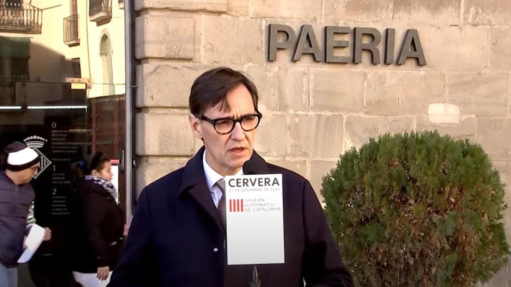 El primer secretario del PSC, Salvador Illa, en Cervera (Lleida)