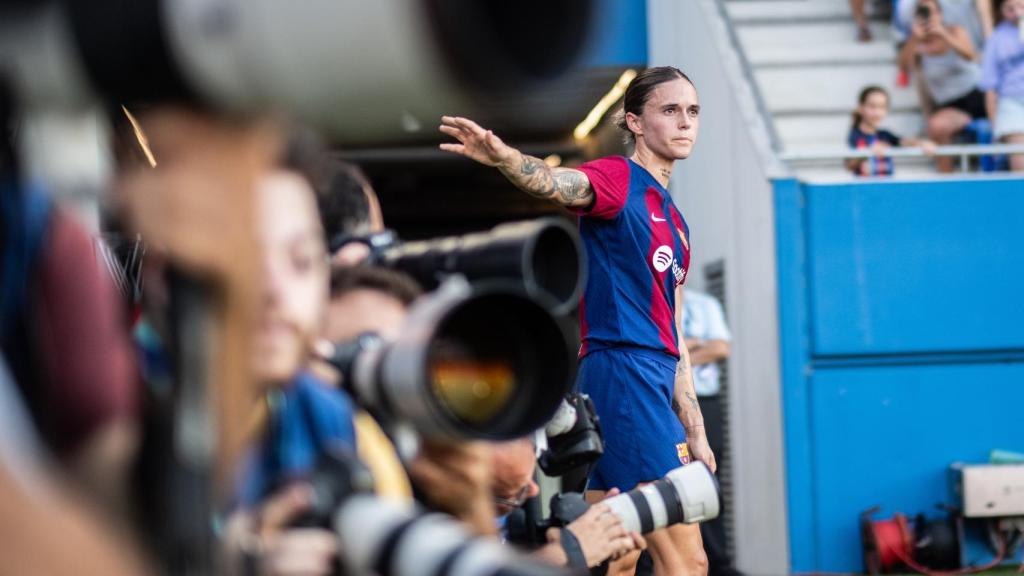 Mapi León, durante un partido del Barça Femenino