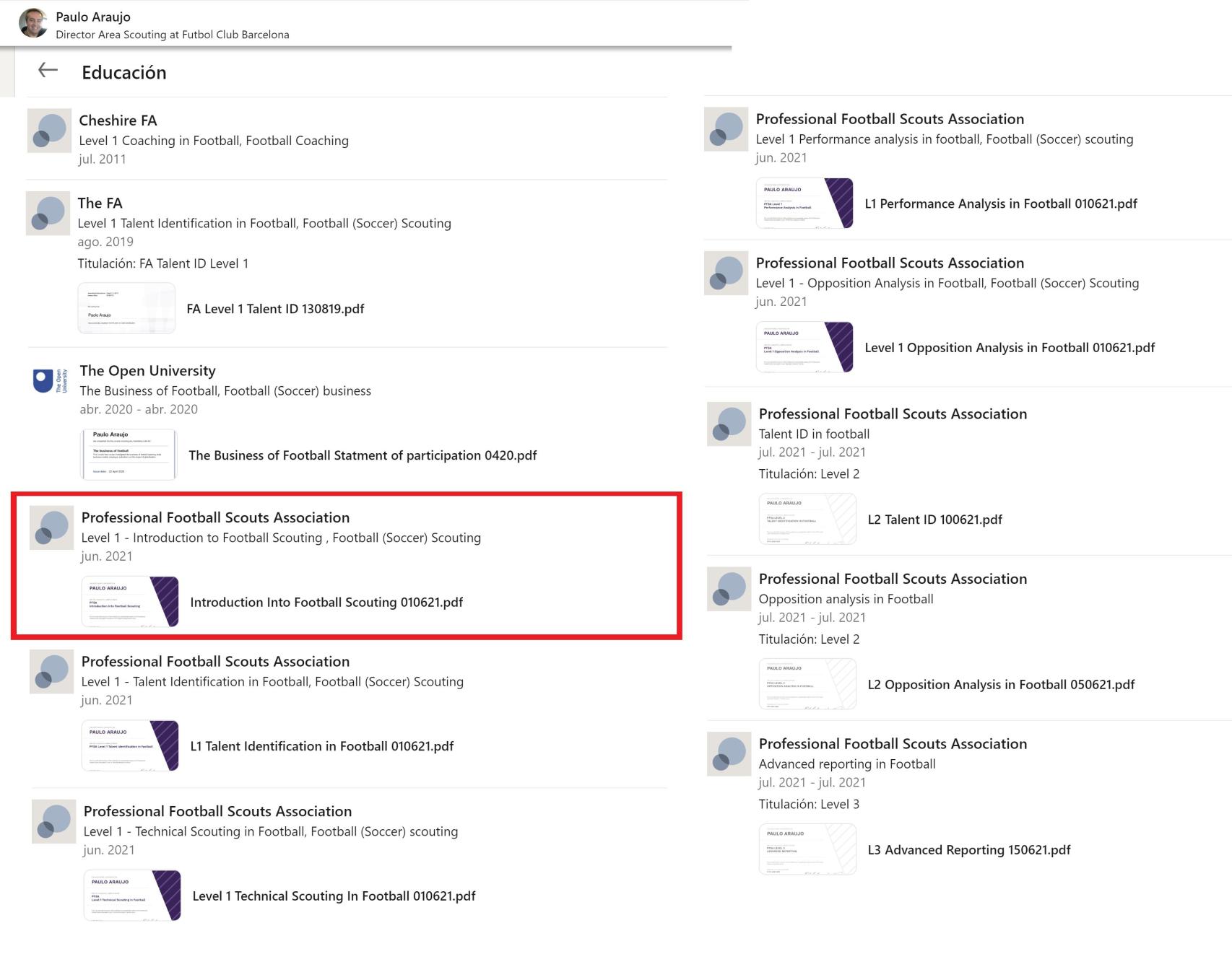 La experiencia de Paulo Araujo antes de ser el jefe de scouting del Barça