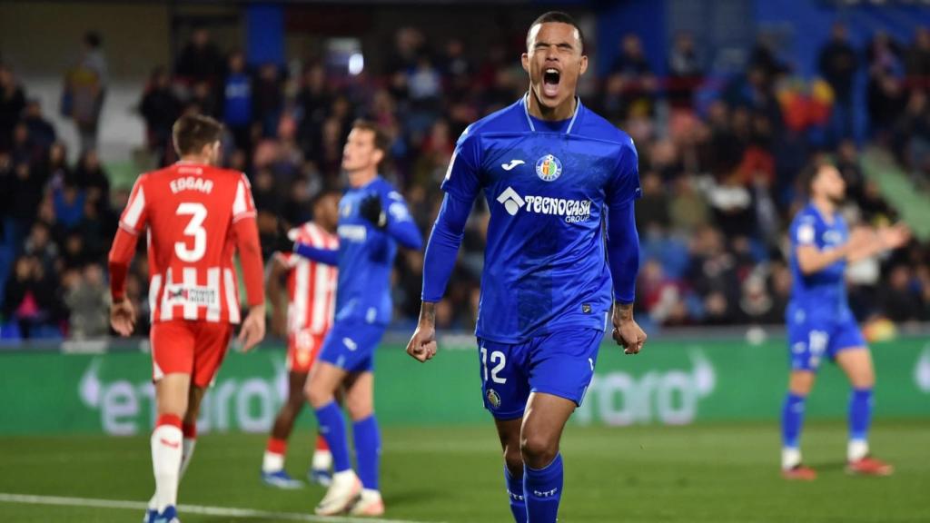 Mason Greenwood celebra un gol con el Getafe