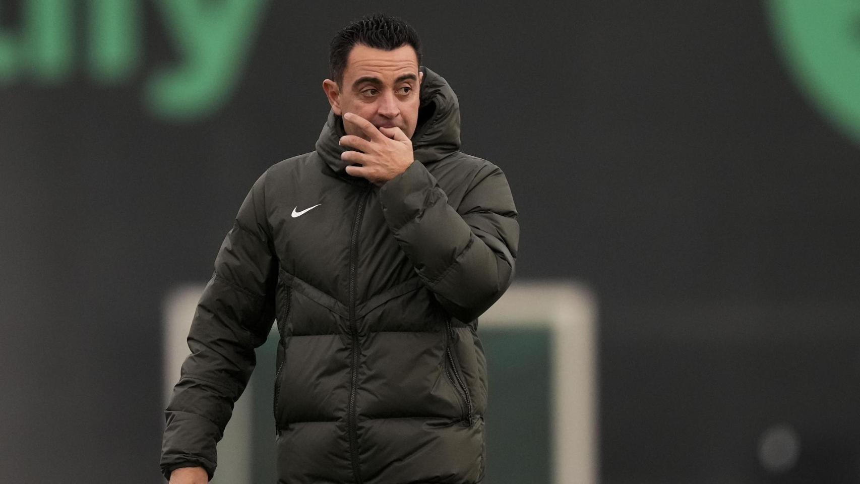 Xavi Hernández, en un entrenamiento del Barça después del parón de Navidad