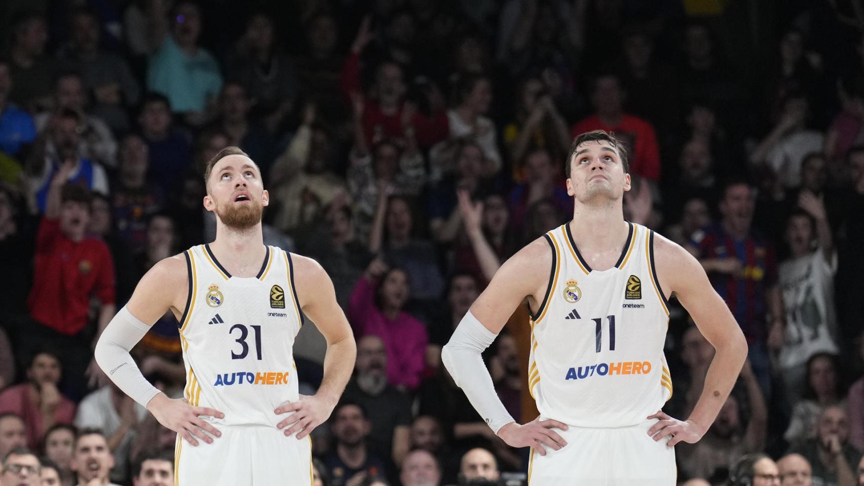 Sergio Rodríguez y Hezonja se lamentan por la derrota del Real Madrid en el Palau