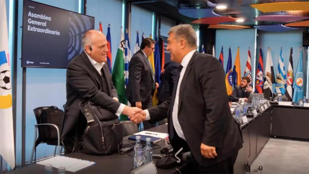 Joan Laporta y Javier Tevas, en una imagen de archivo