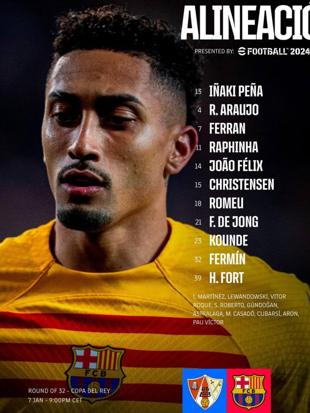 El once del Barça para enfrentarse al Barbastro en la Copa