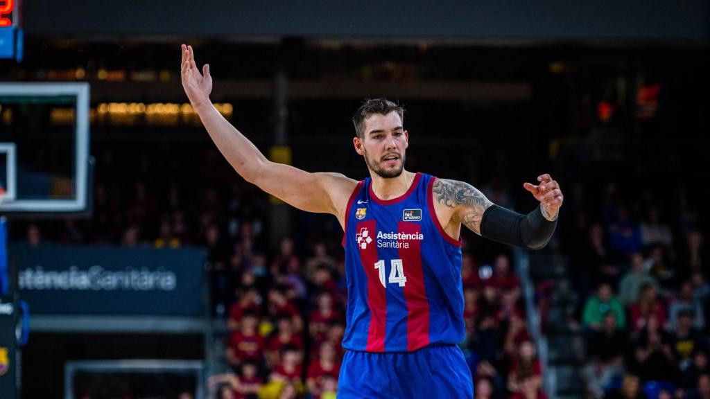 Willy Hernangómez celebra los puntos anotados contra el Obradoiro