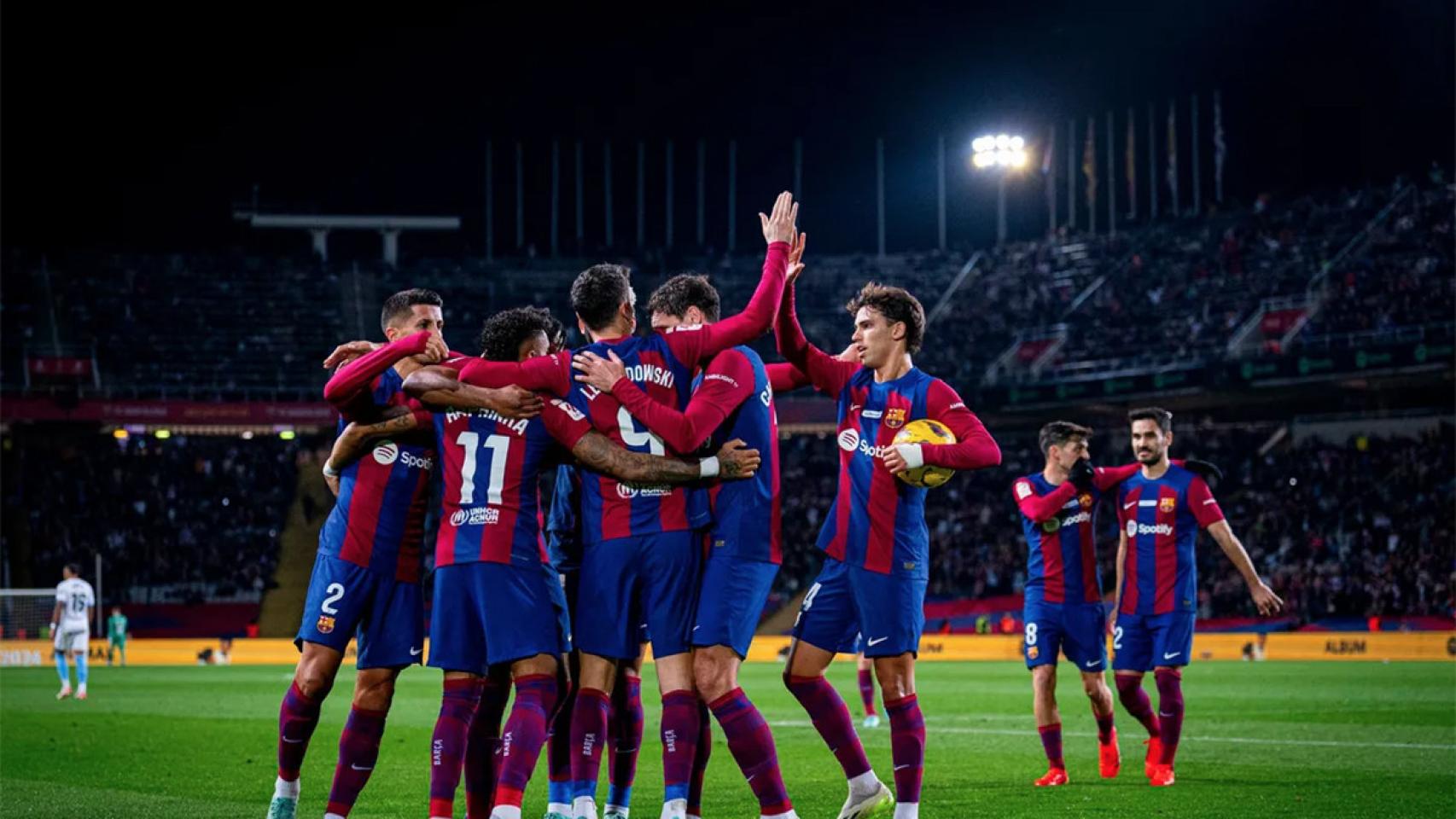 El FC Barcelona, celebrando un gol esta temporada 2023-24