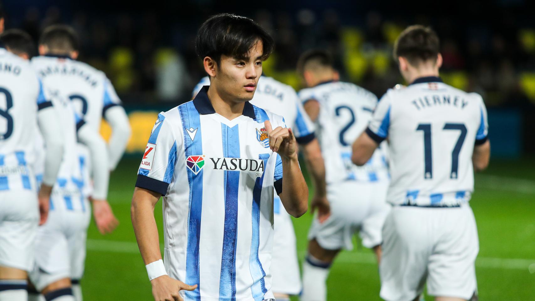 Takefusa Kubo durante el encuentro entre la Real Sociedad y el Villarreal.