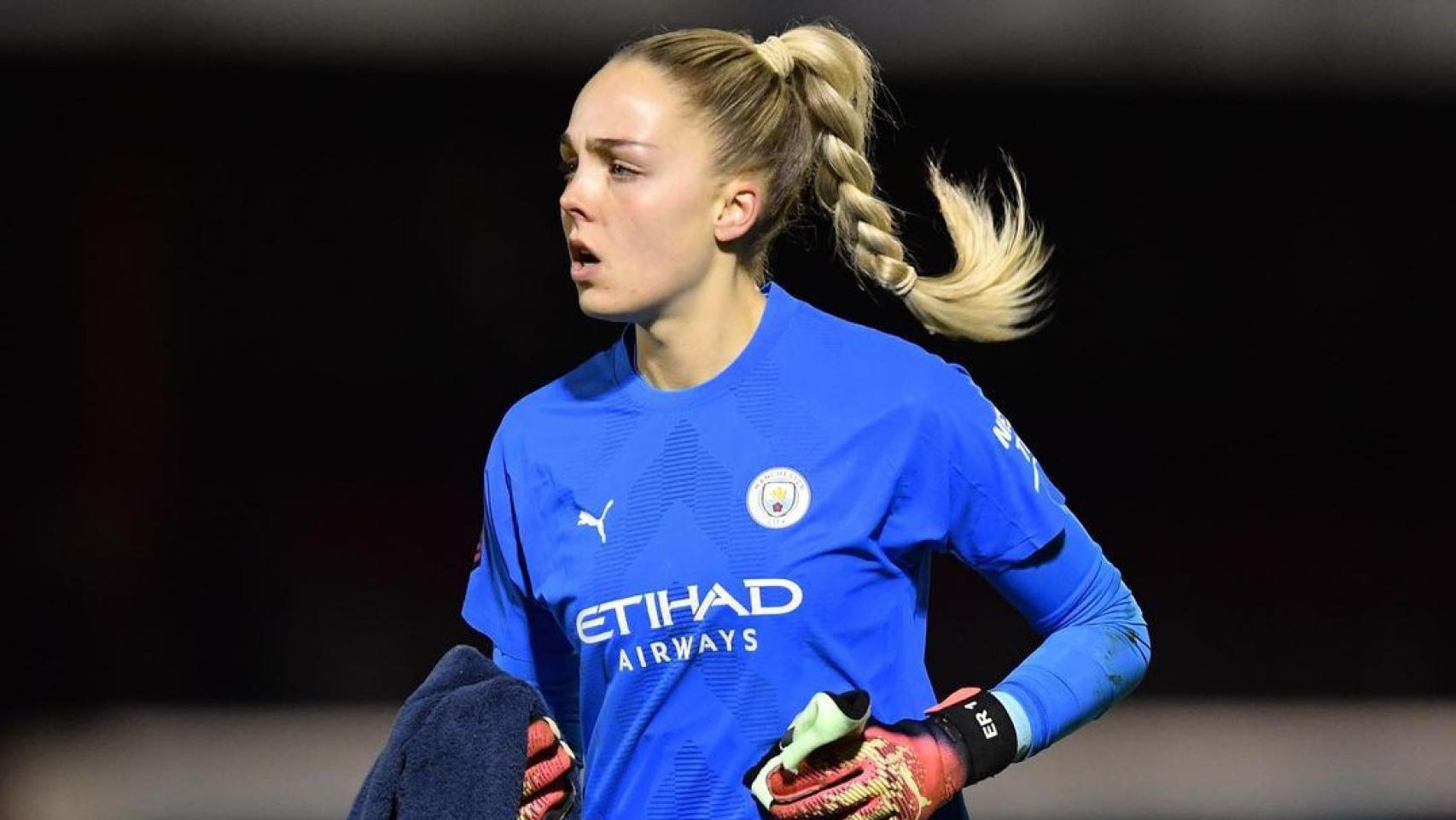 Ellie Roebuck, en un partido con el Manchester CIty