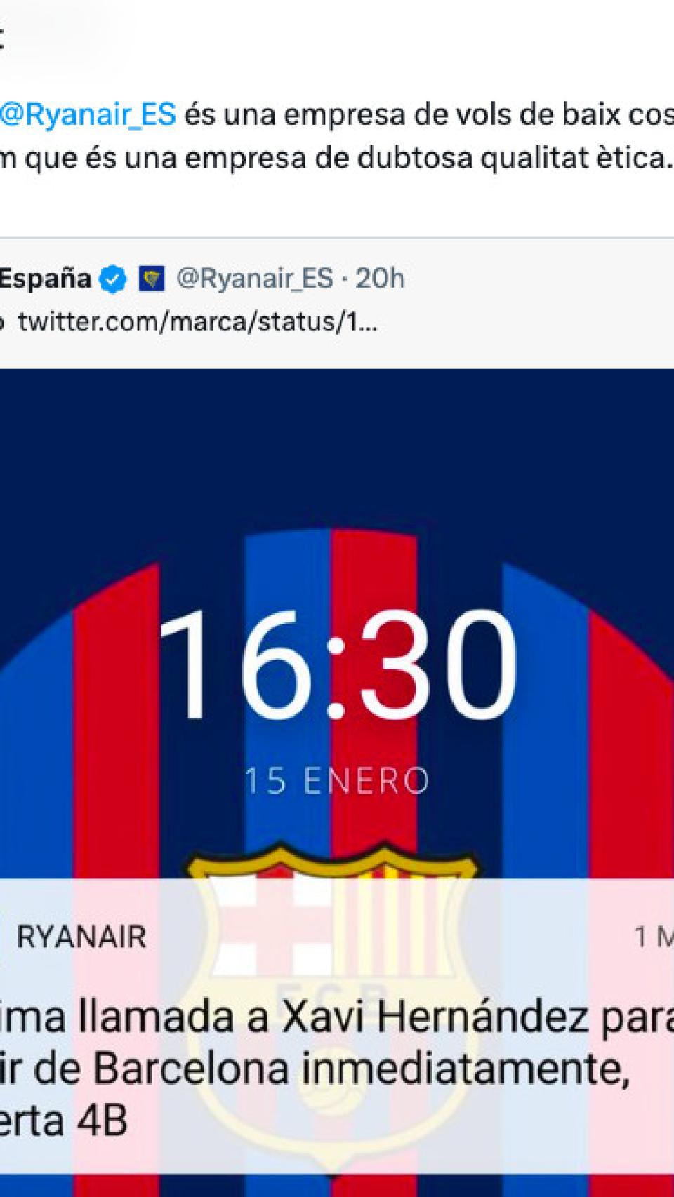 Tuit de Jordi Finestres contra Ryanair