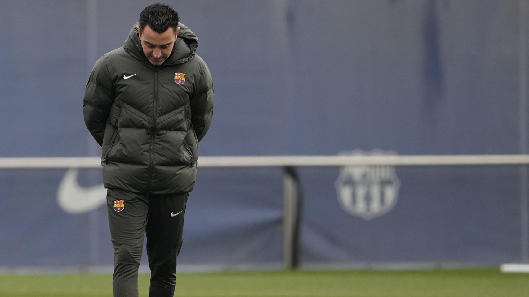 Xavi, en el entrenamiento del miércoles en la Ciutat Esportiva