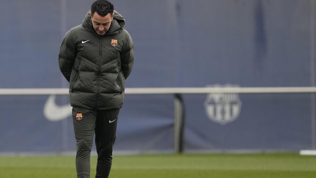 Xavi, en el entrenamiento del miércoles en la Ciutat Esportiva