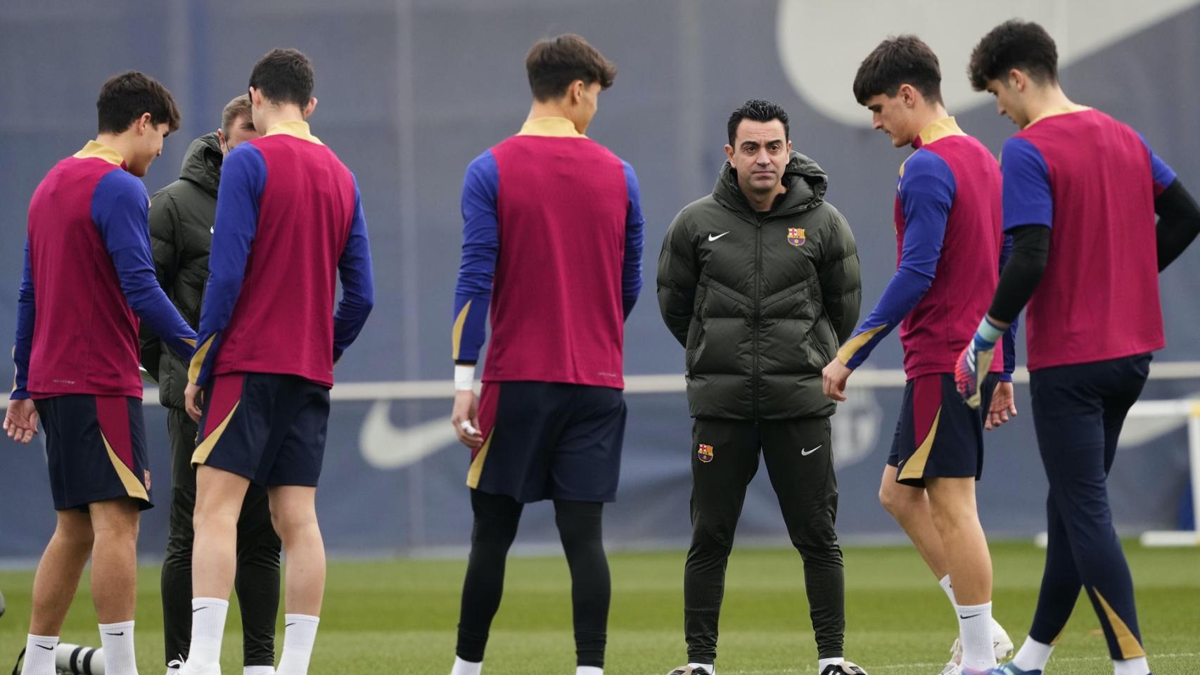 Xavi Hernández, durante un entrenamiento con el Barça en Sant Joan Despí