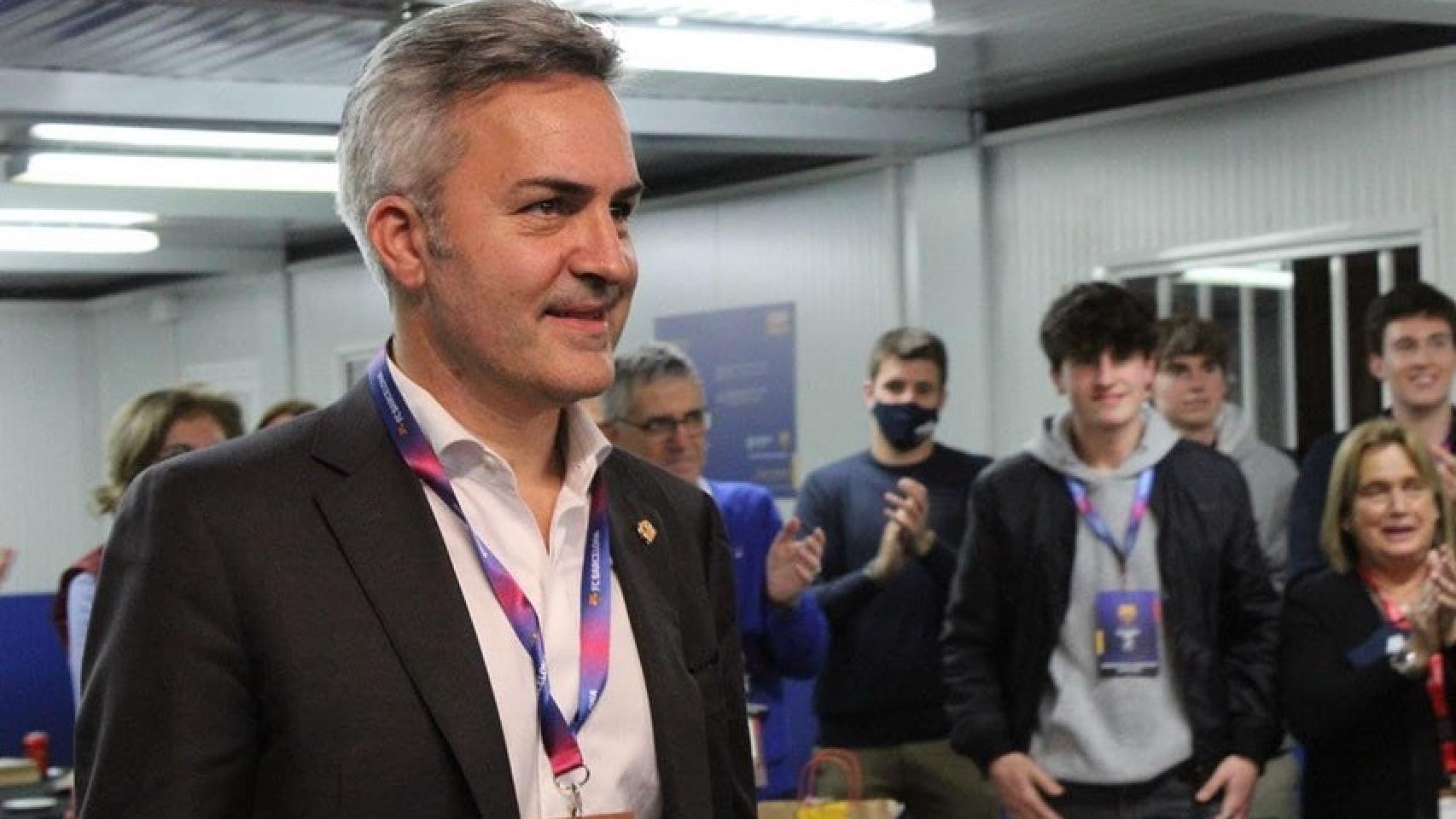 Víctor Font, durante su campaña electoral en las elecciones del Barça de 2021
