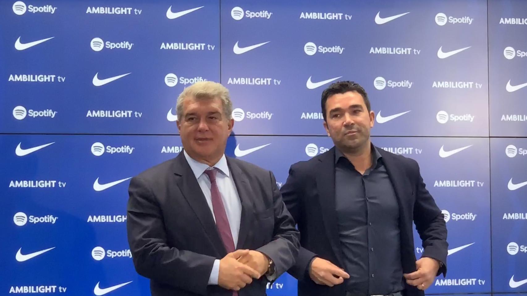 Deco y Joan Laporta, en un acto del Barça