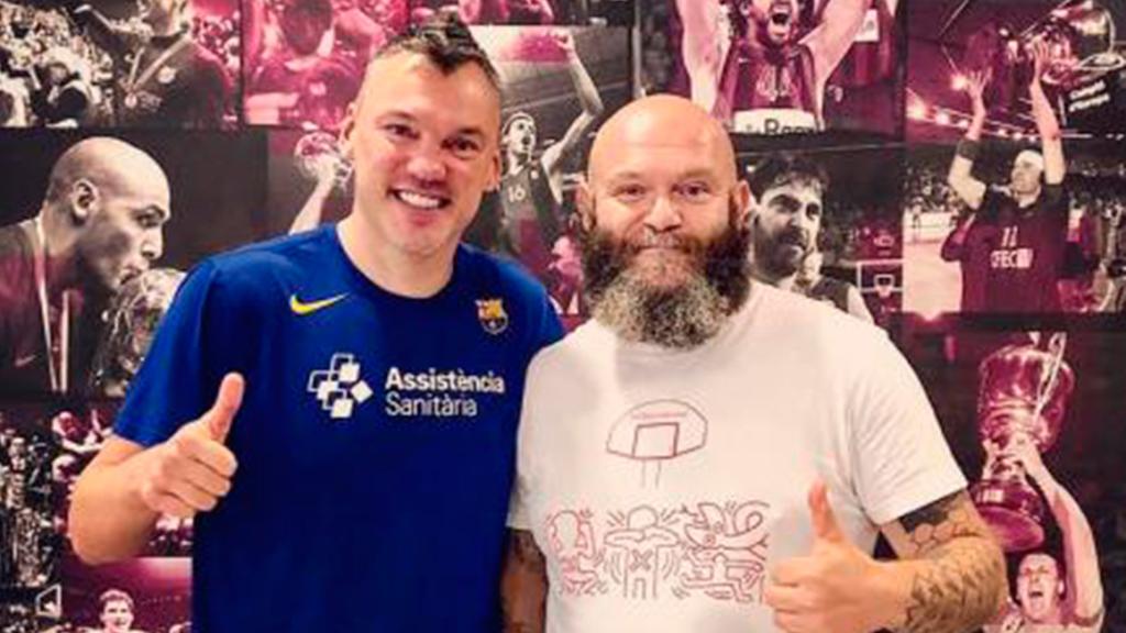 Darko Peric, junto a Saras Jasikevicius en una imagen de archivo