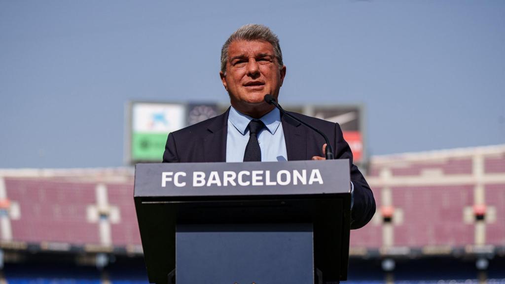 Joan Laporta, en un acto del Barça en el Camp Nou antes de las obras