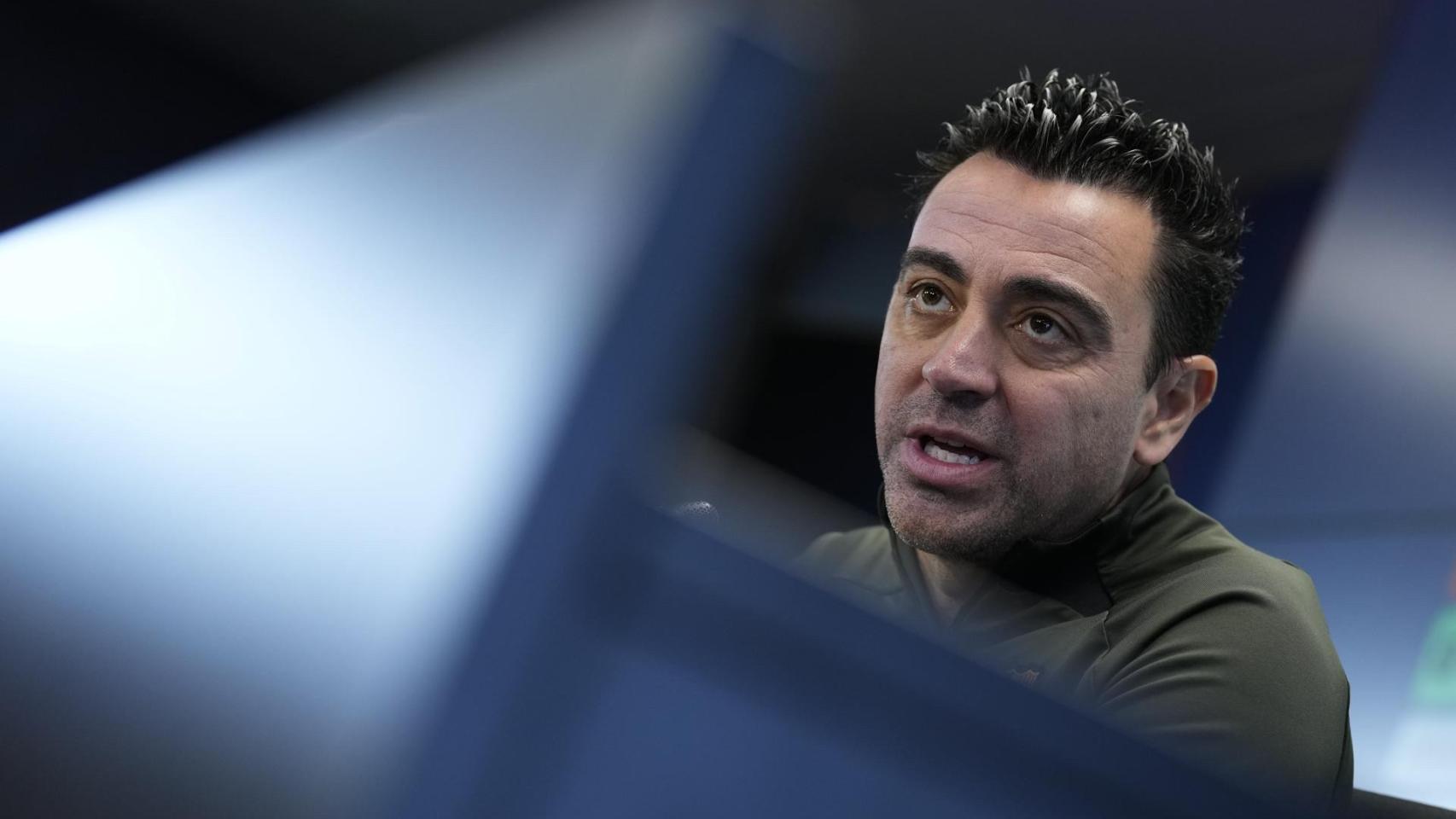 Xavi Hernández, durante una rueda de prensa con el FC Barcelona